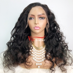 Natural #1b Brazilian Virgin Human Hair Transparent Lace 13x4 frontal wig loose wave
