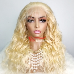 #613 Blonde European Virgin Human Hair Transparent 4x4 closure wig body wave