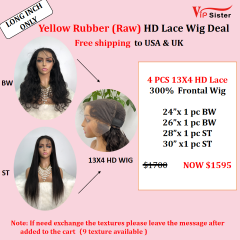 Free Shipping  4 PCS Long Inch 13X4HD Lace Raw Wig Deal in Vipsister