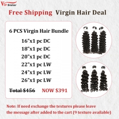Vipsister 6PCS Virgin Hair Bundles Deal Free Shipping