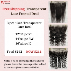 Vipsister 3PCS 13×4 Transparent Lace Frontal Deal Free Shipping Vipsister 3PCS 13×4 Transparent Lace Frontal Deal Free Shipping