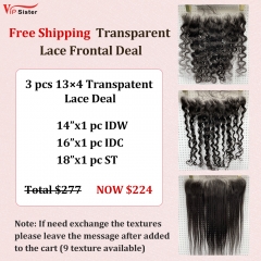 Vipsister 3PCS 13×4 Transparent Lace Frontal Deal Free Shipping