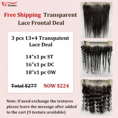 Vipsister 3PCS 13×4 Transparent Lace Frontal Deal Free Shipping