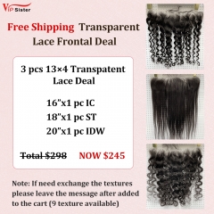 Vipsister 3PCS 13×4 Transparent Lace Frontal Deal Free Shipping