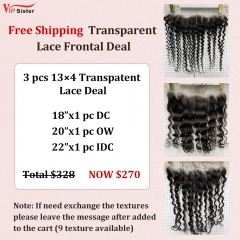 Vipsister 3PCS 13×4 Transparent Lace Frontal Deal Free Shipping