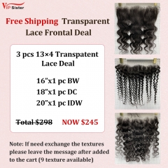 Vipsister 3PCS 13×4 Transparent Lace Frontal Deal Free Shipping