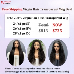Vipsister 3PCS 13×4 Transparent Lace Frontal Wig Deal Free Shipping
