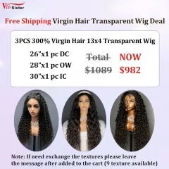 Vipsister 3PCS 13×4 Transparent Lace Frontal Wig Deal Free Shipping