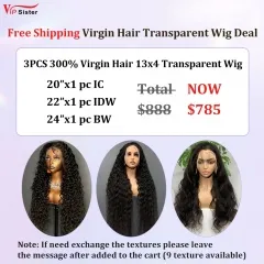 Vipsister 3PCS 13×4 Transparent Lace Frontal Wig Deal Free Shipping
