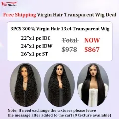 Vipsister 3PCS 13×4 Transparent Lace Frontal Wig Deal Free Shipping