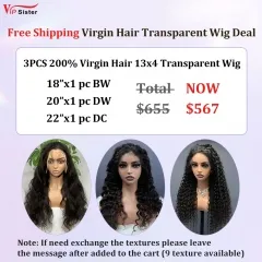Vipsister 3PCS 13×4 Transparent Lace Frontal Wig Deal Free Shipping