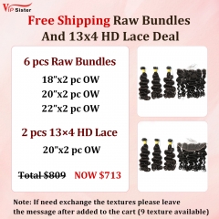 Vipsister 6PCS Raw Bundles And 2PCS 13×4 HD Lace Frontal Deal Free Shipping