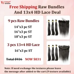 Vipsister 9PCS Raw Bundles And 3PCS 13×4 HD Lace Frontal Deal Free Shipping