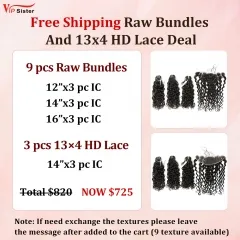 Vipsister 9PCS Raw Bundles And 3PCS 13×4 HD Lace Frontal Deal Free Shipping