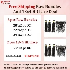 Vipsister 6PCS Raw Bundles And 2PCS 13×4 HD Lace Frontal Deal Free Shipping