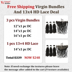 Vipsister 3PCS Virgin Bundles And 1PCS 13×4 HD Lace Frontal Deal Free Shipping