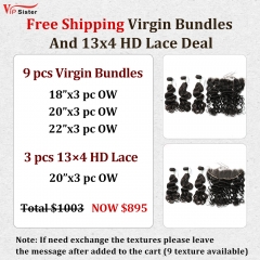 Vipsister 9PCS Virgin Bundles And 3PCS 13×4 HD Lace Frontal Deal Free Shipping