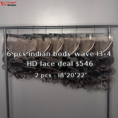 Vipsister 6 pcs indian hair 13×4 hd closure total 546$ free shipping