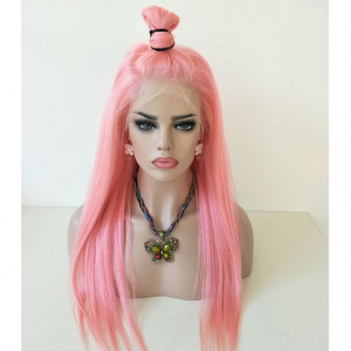 Pink Human Hair Lace Front Wigs Sidary Straight Pink Lace Wig Pre Plucked Natural Hairline