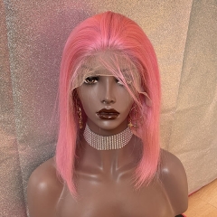 Sidary Pink Silk Straight 13x4 Human Hair Lace Wig For Woman