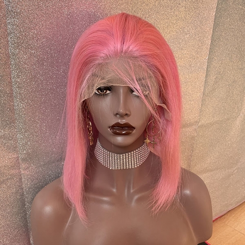 Sidary Pink Silk Straight 13x4 Human Hair Lace Wig For Woman