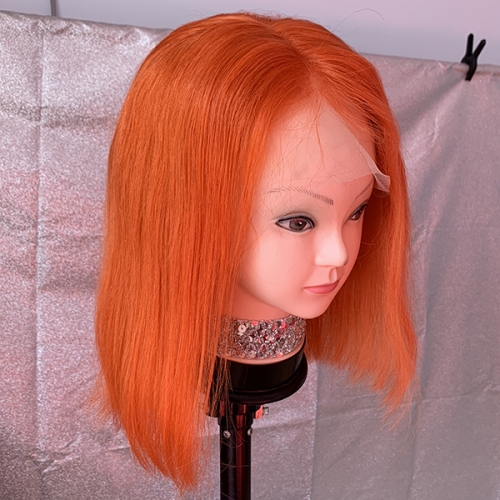 Sidary Orange Bob Wig Frontal Lace 100% Virgin Human Hair Wigs