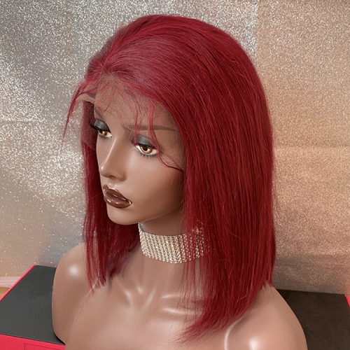 Short Burgundy Bob Human Hairstyles Wine Red Wigs Sidary Hair
