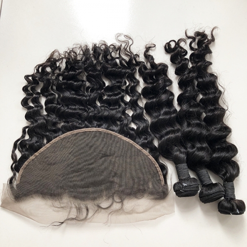 Sidary Hair Loose Wave Transparent Lace Frontal With Bundles Human Hair Weave With 13x6 Lace Frontal Closure Piece