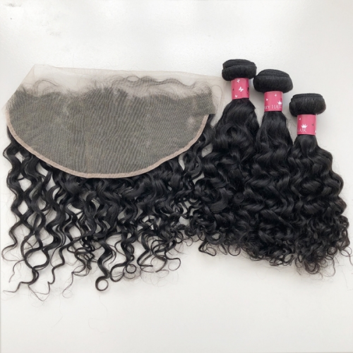 Best Water Wave Hair Bundles With 13x6 Lace Frontal Human Hair Frontal With Bundles