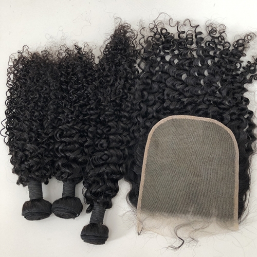 Pre Plucked 7x7 Hair Closure With Bundles Deals,Sidary Kinky Curly Human Hair Bundles With Closure