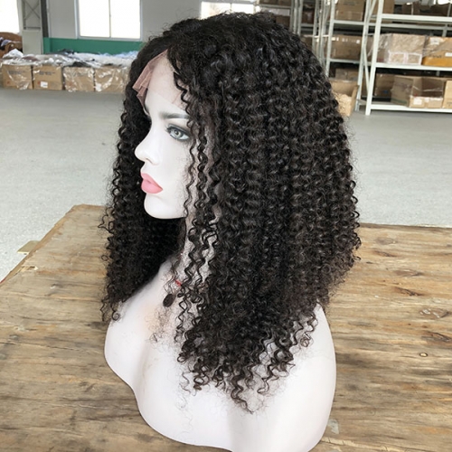 Kinky Curly 180% Density Full Lace Wig Human Hair Natural Color Pre Plucked Natural Hairline Human Hair Wigs for Black Women