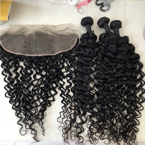 Sidary Jerry Curl Hair Bundles With Lace Frontal Transparent 13x4 Human Hair Frontal With Human Hair Extension