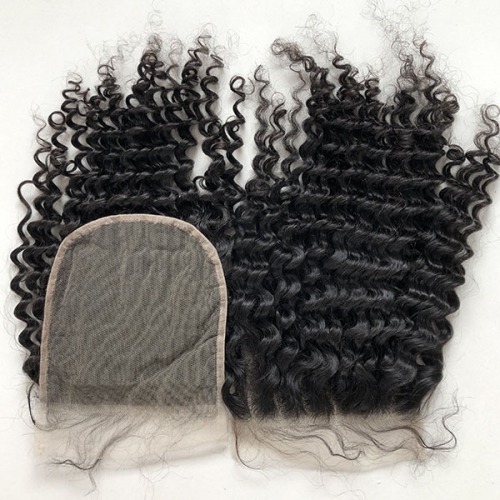 Deep Curly Transparent Lace 6x6 Sidary Human Hair Lace Closures Piece10"-20"