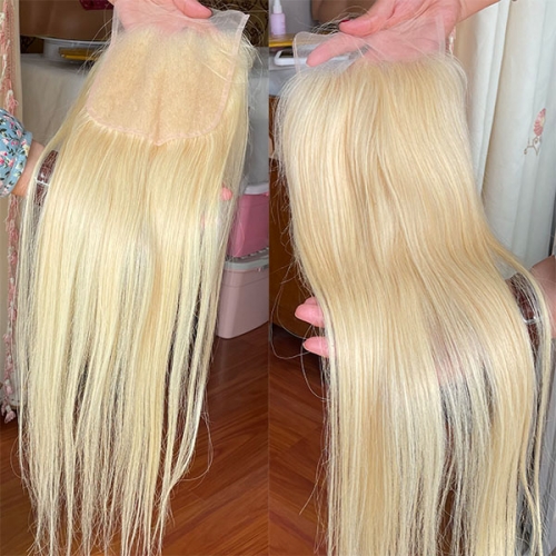Blonde Sidary Hair 6x6 Lace Closure Piece #613 Platinum Blonde Straight Human Hair Closure