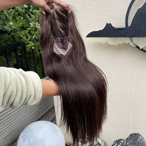 #2 Brown Human Hair 6x6 HD Closure Wig 250% Density Silk Straight Lace Closure Wigs 12Inch-30Inch