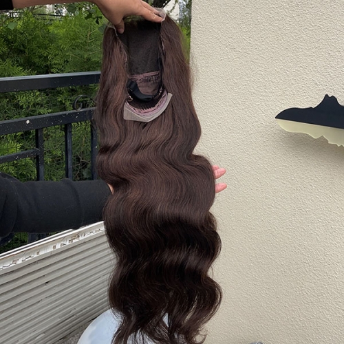 #2 Brown Human Hair 6x6 HD Closure Wig 250% Density Body Wave Lace Closure Wigs 12Inch-30Inch