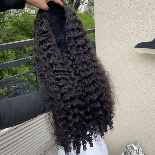 Burmese Curly Human Hair Half Wig 350% High Density Thickness Glueless Human Hair Machine Wigs