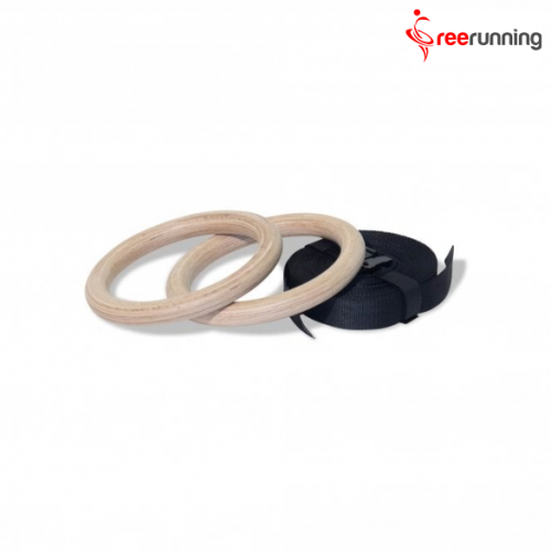 Fitness Training Wooden Gymnastic Rings With Big Buckle