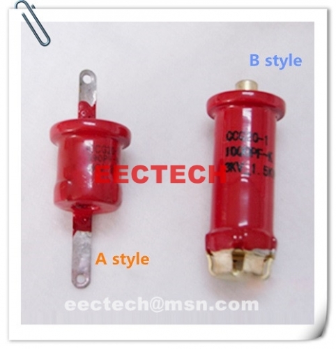 CCG20-1, 820PF, 3KVDC, tube shape ceramic capacitor