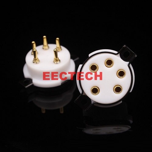 Teflon 5-pin gold-plated socket, WE311,56, 807, FU-7, WE272A, FD422, electronic socket (1 box=2 pcs)