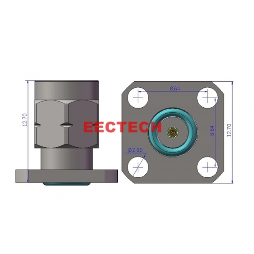 2.4JF4-635 Detachable Panel Connector, 2.4mm panel type (4-hole plug, socket), EECTECH