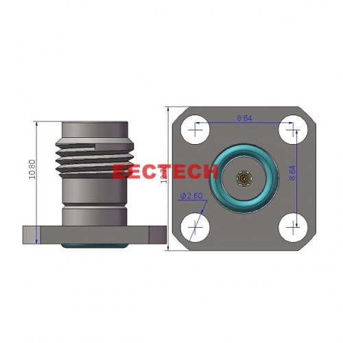 2.4KF4-635 Detachable Panel Connector, 2.4mm panel type (4-hole plug, socket), EECTECH