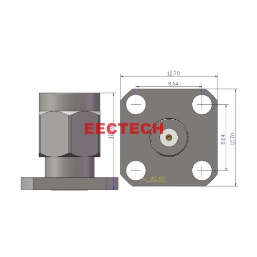 SMAJF4-864564 Detachable Panel Connector, SMA panel (4-hole plug, socket),  EECTECH