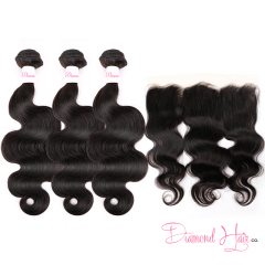 3 Bundle Deals With A 13x4 Lace Frontal Body Wave Mink Brazilian Diamond Virgin Hair