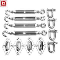 Heavy Duty Stainless Steel Sun Shade Sail Hardware Kit Installation