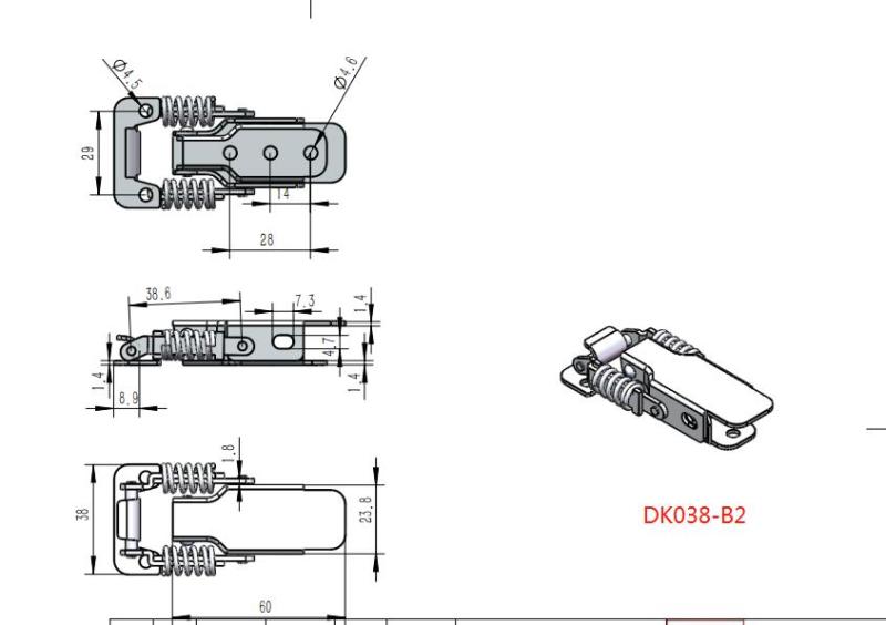 Huiding DK038B2 SS304 Spring Loaded Lockable Toggle Latch With Catch