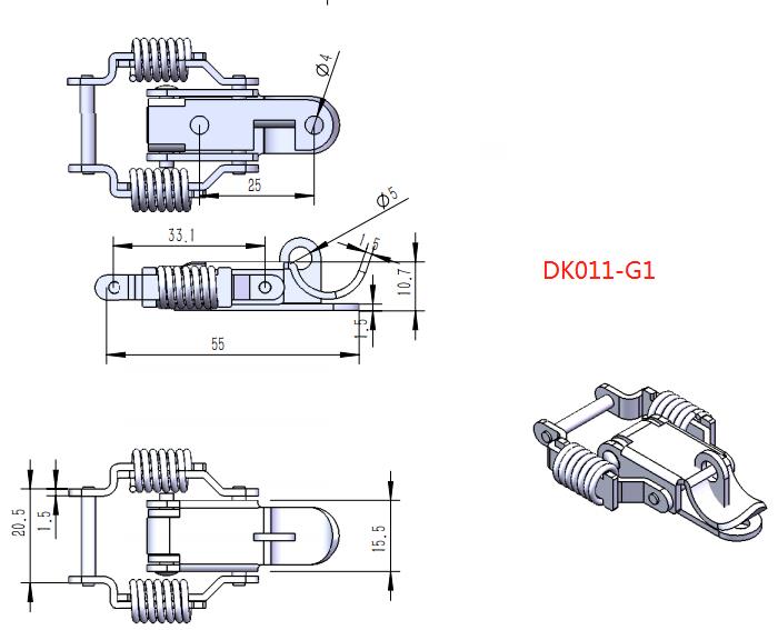 DK011 G1 Huiding Stainless Steel Spring Toggle Latch With Keyhole