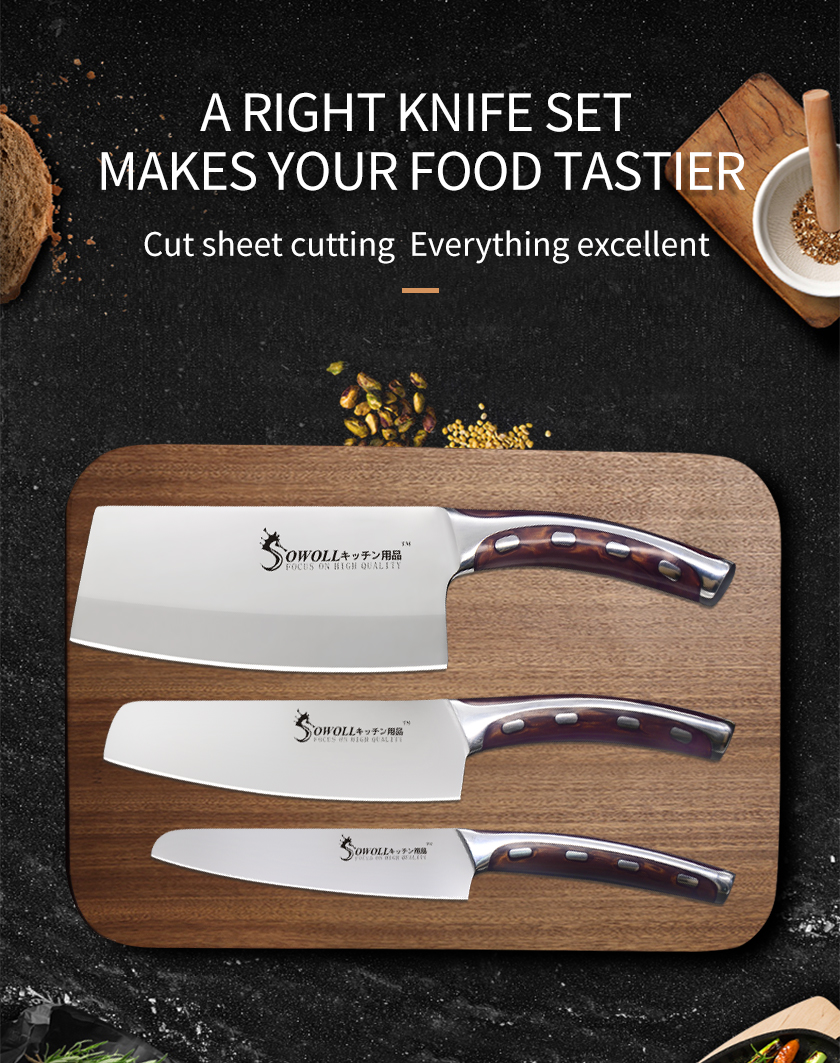 FULLHI 3PCS Butcher Knife Set with Sheath Hand Forged chef knife