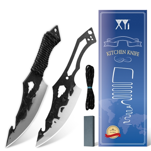 XYJ 2pcs Tactical Paracord Knife Set 6 Inch Full Tang Fixed Blade Handmade Hunting Outdoor Camping Survival Knives