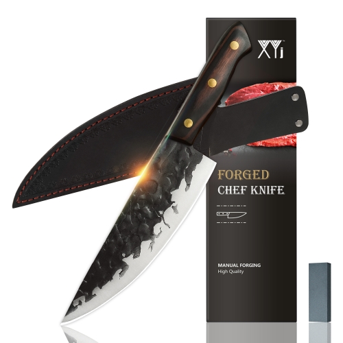 XYJ Full Tang 8 Inch Professional Chef Knife With Carry Sheath &Whetstone Stainless Steel Kitchen Camping Knives